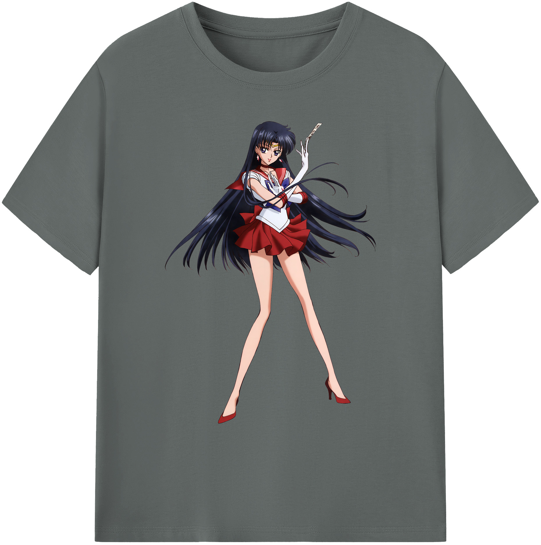 （画像用） 美少女戦士セーラームーン 火野レイ ひの レイ Sailor Moon Hino Rei （セーラーマーズ,Sailor Mars） 綿100％ メンズ半袖Tシャツ｜肌触りやわらか＆通気性